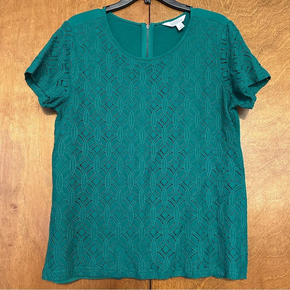 Market & Spruce Teal Embroidered Blouse